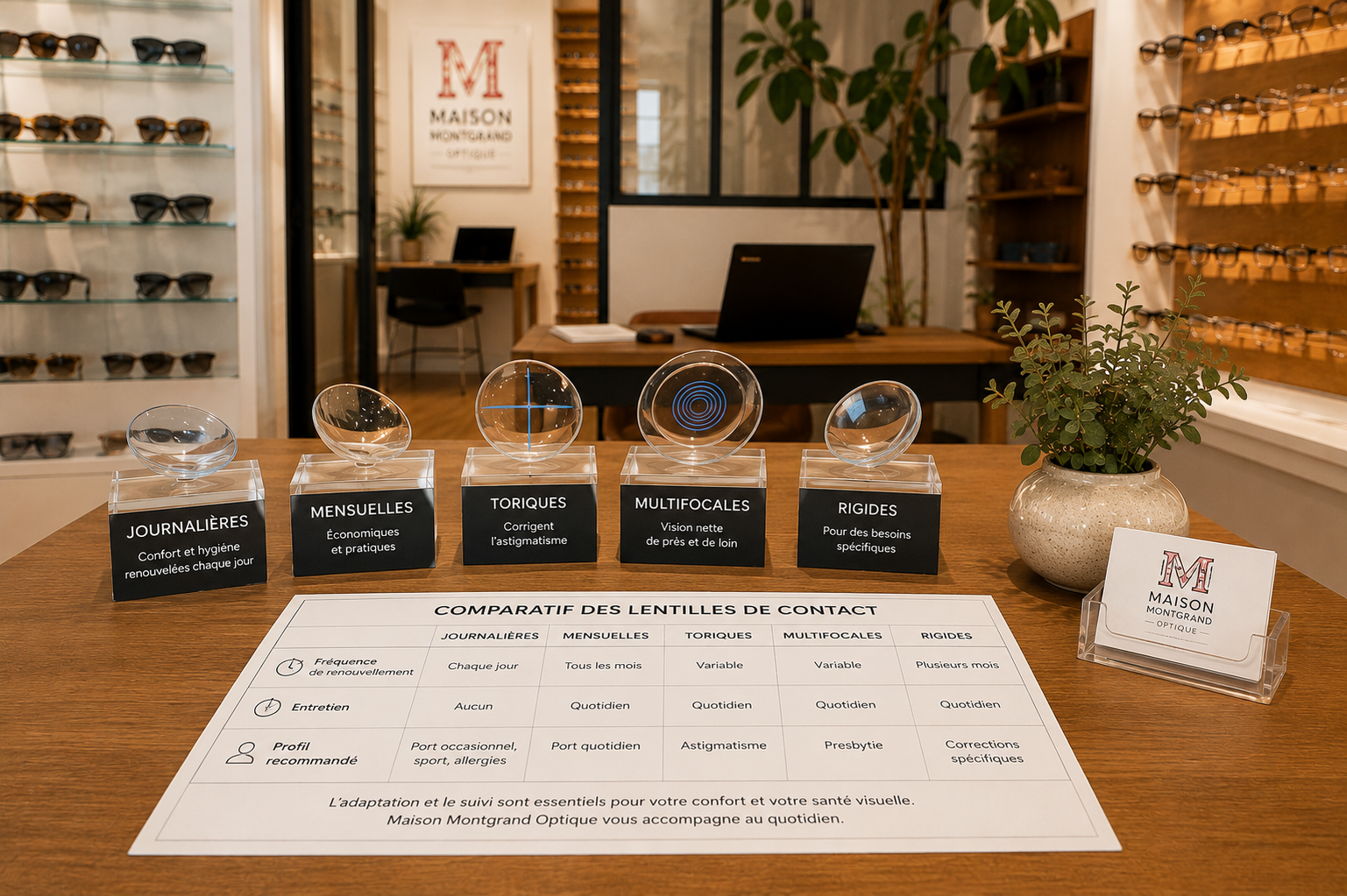 Présentation des différents types de lentilles de contact chez Maison Montgrand Optique à Marseille