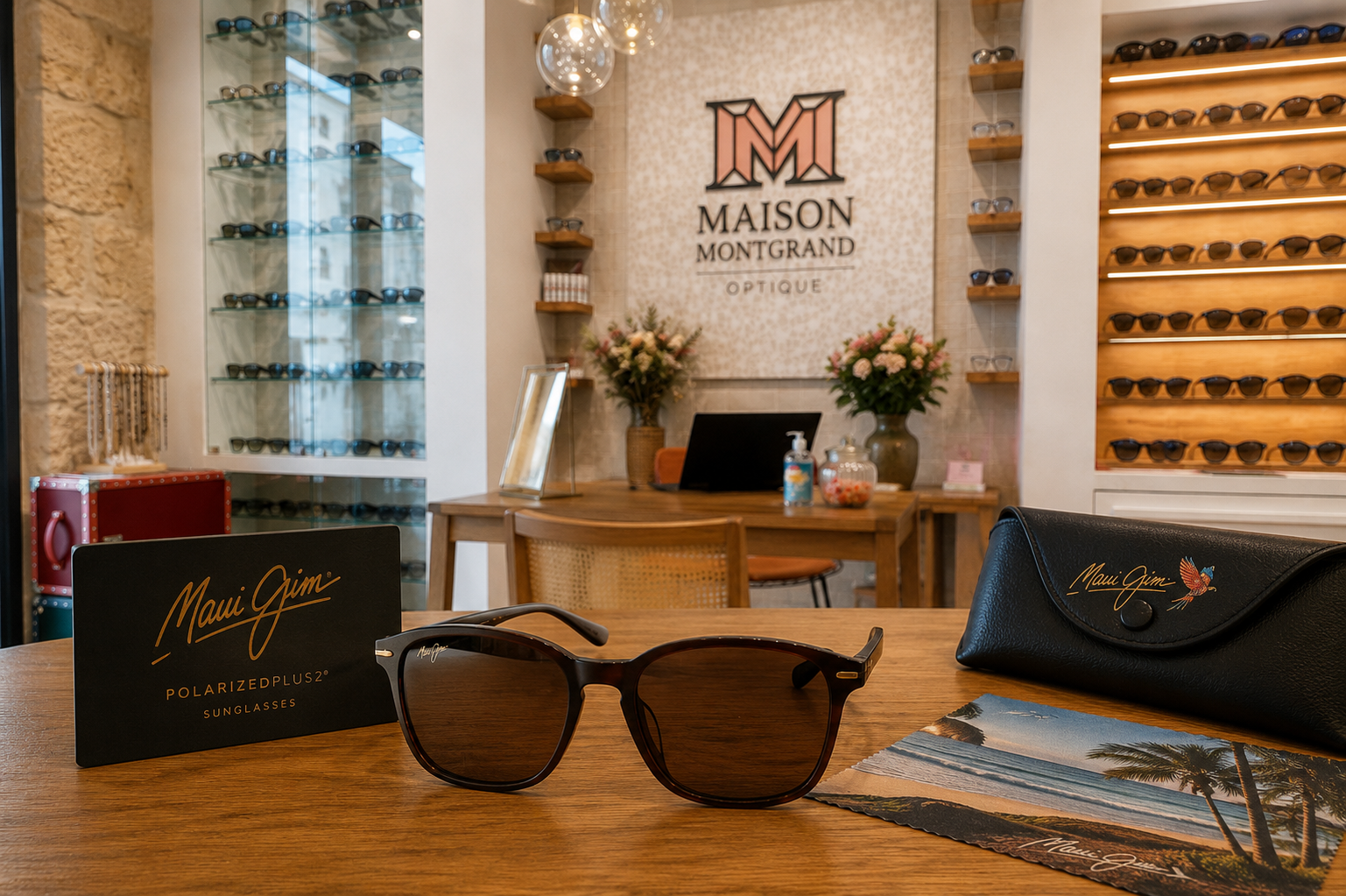 Lunettes Maui Jim équipées de verres PolarizedPlus2 chez Maison Montgrand Optique à Marseille