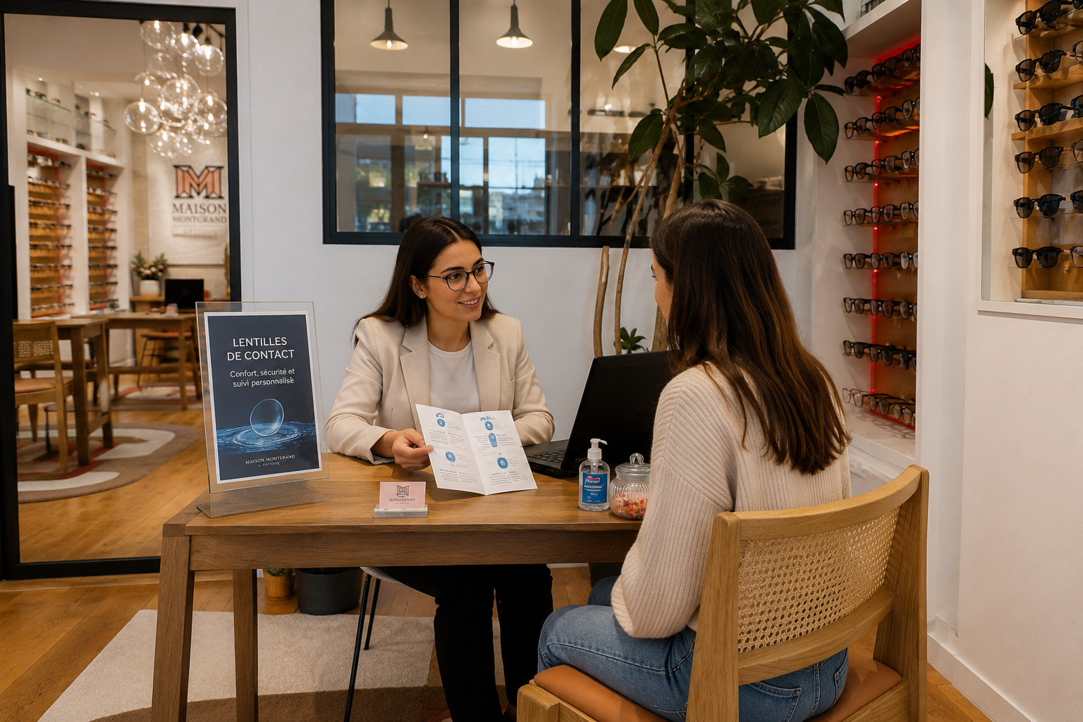 Accompagnement personnalisé d'un porteur de lentilles chez Maison Montgrand Optique à Marseille.