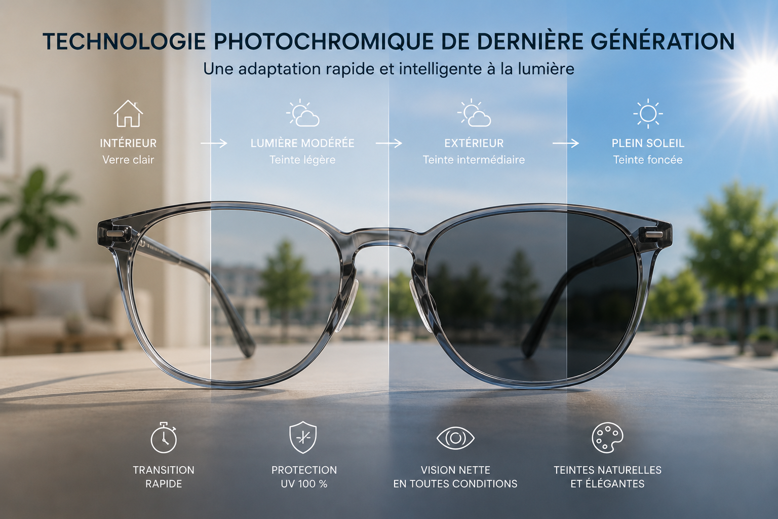 Les nouvelles générations de verres photochromiques offrent une adaptation encore plus rapide